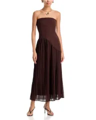 アクア レディース トップス ワンピーストラップレス マキシ AQUA Strapless Curved Seamaxi Dress Exclusive Brown ブラウン