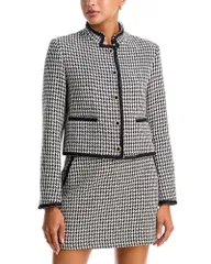 アクア レディース アウター ジャケット・ブルゾン AQUA Mixed Houndstooth Button Front Jacket Exclusive Black White ホワイト
