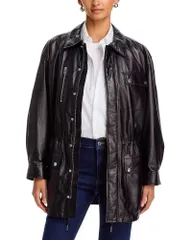 フレーム レディース アウター ジャケット・ブルゾン レザー FRAME The Paper Leather Safari Jacket Black ブラック