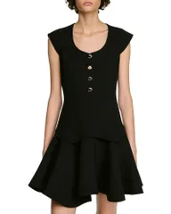 サンドロ レディース トップス ワンピース Sandro Brittany Button Front Flare Dress Black ブラック