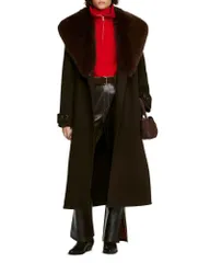 サンドロ レディース アウター コート Sandro Gustave Faux Shearling Collarobe Coat Brown ブラウン