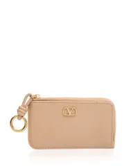 ヴァレンティノ レディース アクセサリー 財布 レザー ロゴ Valentino Garavani VLogo Grained Leather Coin Purse Sand サンド