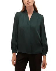 ホッブスロンドン レディース トップス シャツ サテン ブラウス HOBBS LONDON Gwen Satin Button Front Blouse Dark Fir Green グリーン