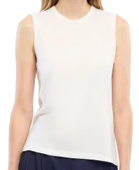 アナザー トゥモロー レディース トップス Tシャツ ノースリーブ Another Tomorrow Sleeveless Tee White ホワイト