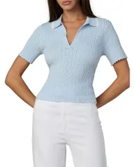 ジョーズジーンズ レディース トップス ポロシャツ Joes Jeans The Jess Pointelle Polo Shirt Powder Blue ブルー