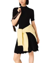 マージュ レディース トップス ワンピース リブ Maje Raffina Ribbed Split Sleeve Dress Black ブラック