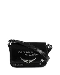 ザディグ エ ヴォルテール レディース バッグ ヴィンテージ レザー Zadig Voltaire Le Zazi Graffiti Vintage Leather Shoulder Bag Blac