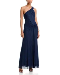 ビーシービージーマックスアズリア レディース トップス ワンピース BCBGMAXAZRIA One Shoulder Embellished Gown Maritime Blue ブルー