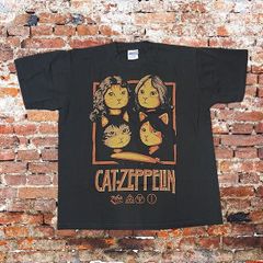 led zeppelin レッドツェッペリン パロディ Tシャツ CAT-ZEPPELIN  Led Zeppelin IV 黒 XL