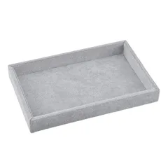 【新品】 RekiLife アクセサリートレイ おしゃれ ジュエリートレイ 小物置き ベロア トレイ グレー (Sサイズ(21×15×3）)