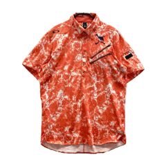 サイズ：L OAKLEY オークリー 433622JP 半袖ポロシャツ スカル刺繍 総柄 オレンジ系 [240101773672] ゴルフウェア メンズ ストスト
