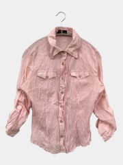 CECIL McBEE セシルマクビー シャツ/ブラウス 3 ピンク コットン 無地 長袖 ミドル丈 レギュラーカラー レディース