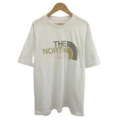 ザノースフェイス THE NORTH FACE Tシャツ トップス L 白 ホワイト ロゴプリント 半袖 クルーネック CR ■GY70