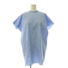 メーカーズシャツ カマクラ MAKER'S SHIRT 鎌倉 ブラウス プルオーバー ストライプ柄 半袖 F 水色 ライトブルー 白 ホワイト /BB