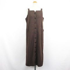 グローブ grove ジャンパースカート ワンピース ロング丈 マイクロチェック ストレッチ L ブラウン ※EKM
