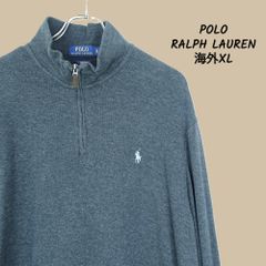 Polo by Ralph Lauren ハーフジップ ESTATE RIB カットソー 海外 XL チャコールグレー 白ポニー刺繍 エステートリブ ラルフローレン【a54】