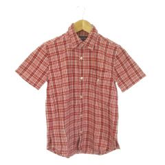 カンゴール KANGOL シャツ ブラウス M 赤 レッド チェック柄 レギュラーカラー 半袖 /AO27 ■ECA008