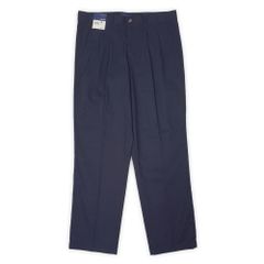 ベーシックエディションズ BASIC EDITIONS 未使用 デッドストック 00s 2000年代 2タック チノパンツ トラウザー 定番 シンプル USA ヴィンテージ 古着 メンズ ネイビー / 紺 W32 L30【中古】