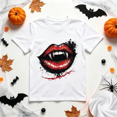 ヴァンパイアリップス ゴシックホラー ハロウィン 送料無料 100%コットン メンズ レディース 男女兼用 ユニセックス 半袖Tシャツ パロディ カジュアル ハロウィンコスプレ 仮装 プレゼント 面白いグッズ