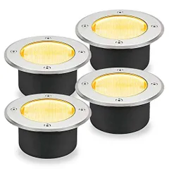 埋込み式 LED ガーデンライト ソーラー発電 電源不要 屋外用 防水 ESL-01/ESL-02 (4個セット, オレンジ(電球色))ym eb3531ed