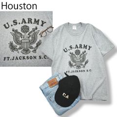 【人気】 USA製 ヒューストン Houston 半袖 US.ARMY 米陸軍 キャンプ プリント クルーネック Tシャツ S グレー メンズ 男性用 米陸軍 アメカジ ストリート