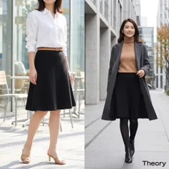 Theory セオリー【S】膝丈スカート 黒 フォーマル ミラノリブ 型崩れ防止