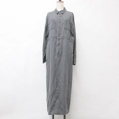 エヴァムエヴァ evam eva バンブーリネンシャツ スタンドカラー 長袖 M