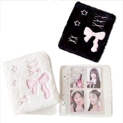 A6 シール帳 ふわふわ 可愛い リボン 推し活 軽量 シール 手帳 【バインダー×1個 リフィル×20枚】 PPシート カードポケット台紙 女の子 カードスリーブ メモ帳 ノートブック アルバム マグネットボタン