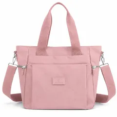 [スロウライド] ショルダーバッグ かばん 鞄 2WAY トート レディース A4対応 軽量 大容量 多収納 通勤 シンプル 斜めがけ 手提げ 肩掛け 女性 ファスナー開閉 着脱式 ストラップ A4書類 500mlボトル 折りたたみ傘 収納 通学  [ピンク]