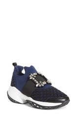ロジェ・ヴィヴィエ レディース シューズ スニーカー Roger Vivier Viv Crystal Buckle SlipOn Sneaker Navy Black ブラック