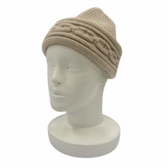 極美品☆HERMES エルメス ヘヴン・ツイスト カシミヤ シェーヌダンクル ビーニー ニットキャップ ベージュ L イタリア製 保存袋付き