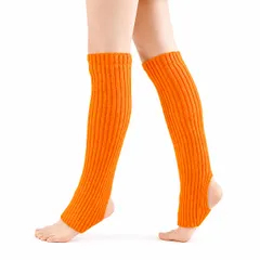 [COMFORTIS] バレエ レッグウォーマー レディース ヨガ ピラティス 靴下 ロング 足首ウォーマー ゆったり 防寒 冷房対策 つま先なし ダンス フィットネス 【製品保証1年間】(オレンジ) [オレンジ]