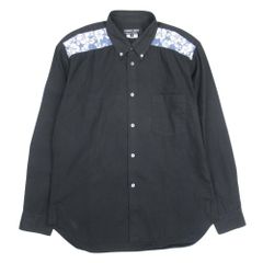 상태좋음 COMME des GARCONS HOMME DEUX 꼼데가르송 オムドゥ 13ss アロハ生地 切替 BDシャツ 長袖 コットンブロード M 黒 ブラック メンズ 古着 중고 USED
