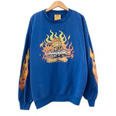 美品 SQNZ シークエンズ GARFIELD ガーフィールド スウェット シャツ カットソー トレーナー プリント M 青 ブルー メンズ 古着 中古 USED
