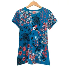 良品 Paul Smith ポール・スミス 花柄 Tシャツ カットソー 半袖 サイズM 青 ブルー レディース 古着 中古 USED