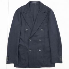 UNITED ARROWS ユナイテッドアローズ テーラードジャケット ダブル ジャージー ネイビー ウール コットン メンズ M b03143