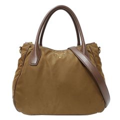 プラダ PRADA バッグ レディース ブランド ハンドバッグ ショルダーバッグ 2way ナイロン ブラウン 手持ち 肩掛け おしゃれ 無地 シンプル おでかけ 【中古】