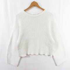 マウジー MOUSSY リブ ニット セーター 長袖 レーヨン 羊毛 アンゴラ FREE ホワイト kz16812
