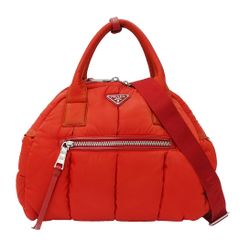プラダ PRADA バッグ レディース ブランド ハンドバッグ ショルダーバッグ 2way ナイロン テスートボンバー レッド BL0881 手持ち 肩掛け おしゃれ 派手 【中古】