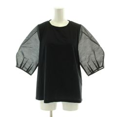 ランバンオンブルー LANVIN en Bleu カットソー 38 黒 パフスリーブ 半袖 ラウンドネック /JP