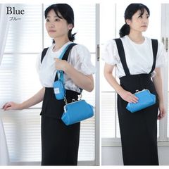 09-078 ▲U 【未使用品】ALTROSE アルトローズ 合皮 がま口 クリップ ショルダー ミニバック 小物ケース ブルー かばん 鞄 送料無料