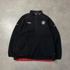 GQ6806◇UMBRO : 00’s MANCHESTER UNITED フリースジャケット◇L◇黒系 アンブロ マンチェスターユナイテッド ハーフジップ