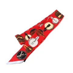 未使用 展示品 ルイ ヴィトン LOUIS VUITTON バンドー BB トリビュート トゥー ボワット シャポー スカーフ シルク 100% レッド 90341013