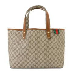 未使用 展示品 グッチ GUCCI GGスプリーム トート バッグ PVC レザー ベージュ ブラウン 211134 ゴールド 金具 Tote Bag 90343893
