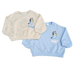 BLUEY　ブルーイ　スポーツ　裏毛　長袖　トレーナー　プリント　ベビー　キッズ　子供　男の子　女の子　サックス　オートミール　犬　ビンゴ　キャラクター　８０cm　アニメ　春　夏　秋　冬　服