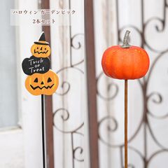 ガーデンピック 2本セット ハロウィン かぼちゃ＆ジャックオーランタン オーナメント 飾り ピック おしゃれ ガーデニング 庭
