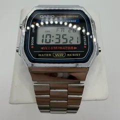 ■CASIO カシオ A168 デジタル腕時計 シルバー ステンレス ALARM CHRONO ILLUMINATOR エレクトロルミネッセンス ウォーターレジスト 中古