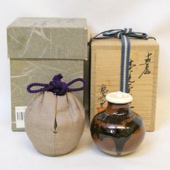 九月の特売品】山月窯 川本了生作 弥七田織部 砂金袋水指 茶道具【中古
