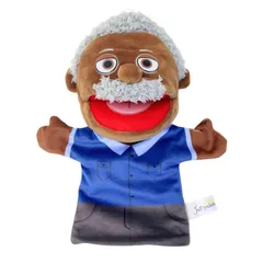 パペット人形 パペットマペット 口が動く 人形劇 一人遊び キャラクター おままごと 演劇 小道具 じいちゃん 爺さん コント ネタ 笑い ユーモア ジョーク (黒人おじいちゃん) [黒人おじいちゃん]