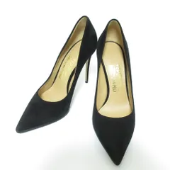 Salvatore Ferragamo サルヴァトーレフェラガモ スエード ポインテッドトゥ ハイヒール パンプス 7 24.0cm相当 ブラック レディース 春 夏 秋 冬 中古 古着 USED 美品
